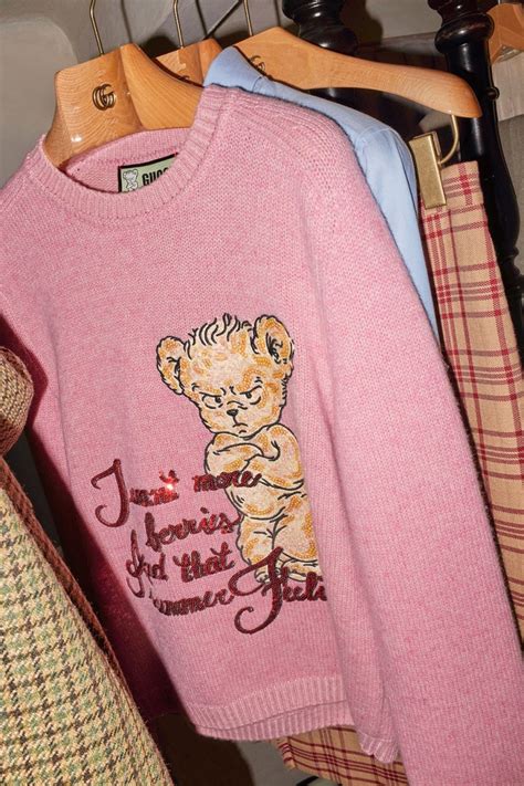 gucci teddy bear sweatshirt|harry styles gucci shirt.